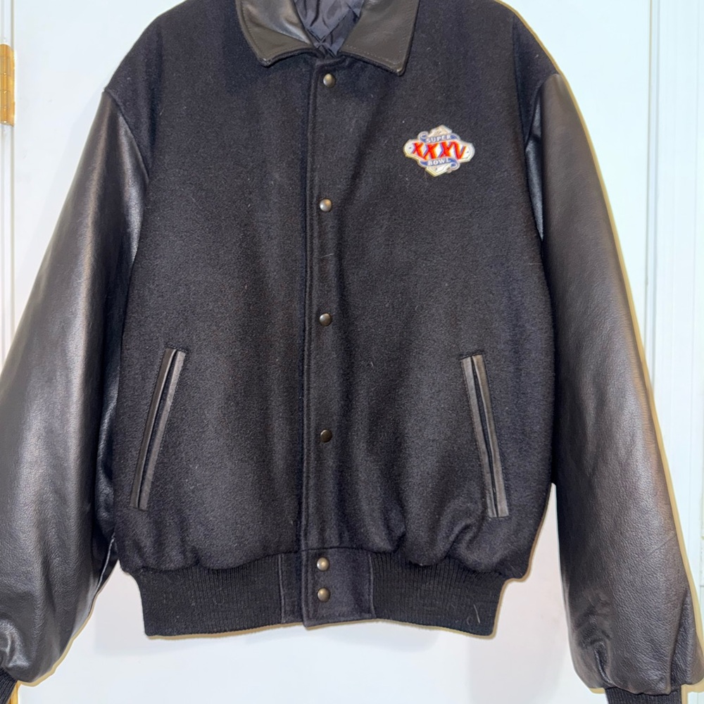 Vintage 2001 Super Bowl Classic Letterman Jacket with  Real Leather Sleeves XL